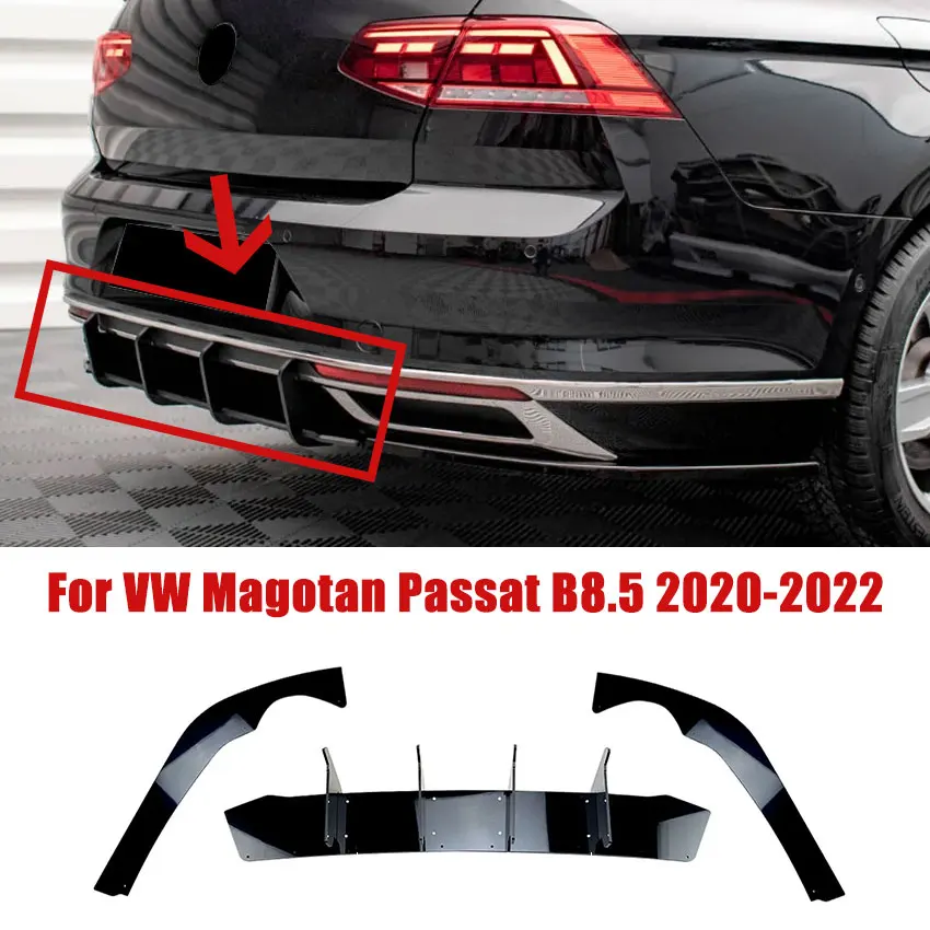 For VW Magotan Passat B8.5 2020-2022 Car Rear Bumper Lower Lip Wind Blade Spoiler Auto Wind Knife Splitter Modified Guard Kit