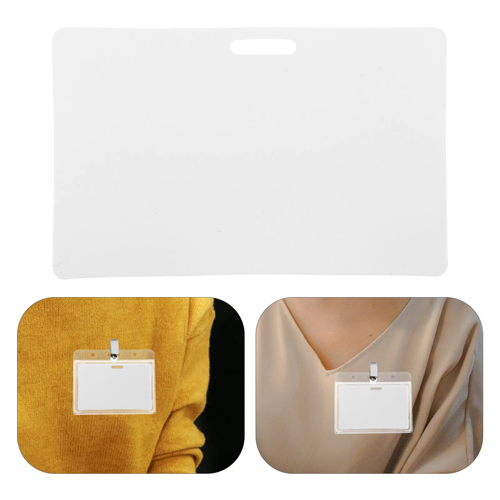 50Pcs Blank Pvc Card Replacement Horizontal Badge Holder For Office Manager Work Quick Conference Name