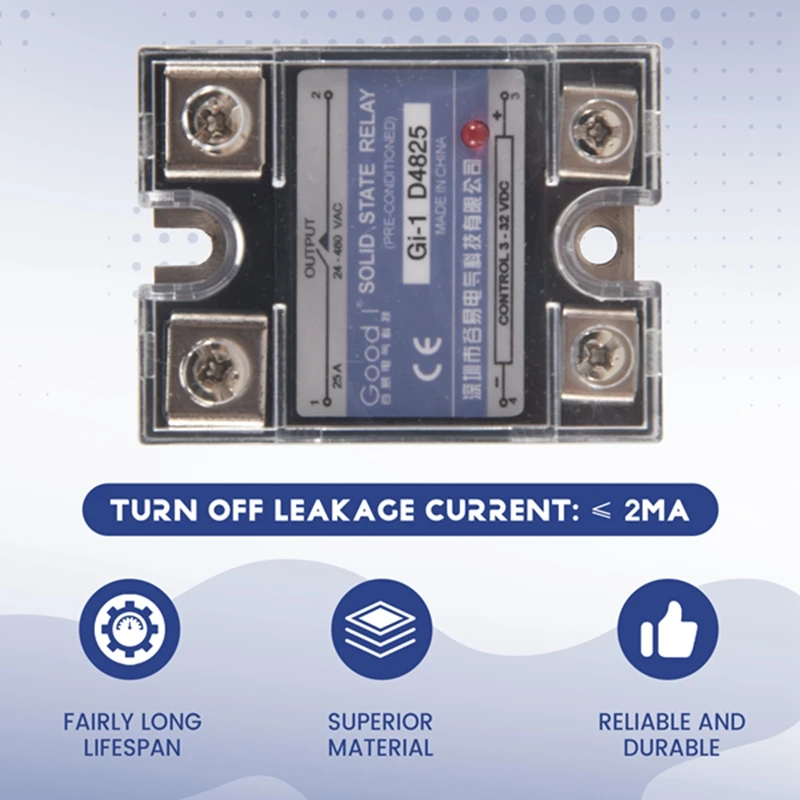 XTECH SSR 25A 3-32V DC To 24-480V AC Single Phase Solid State Relay DC Control AC MGR-1 D4825 Load Voltage