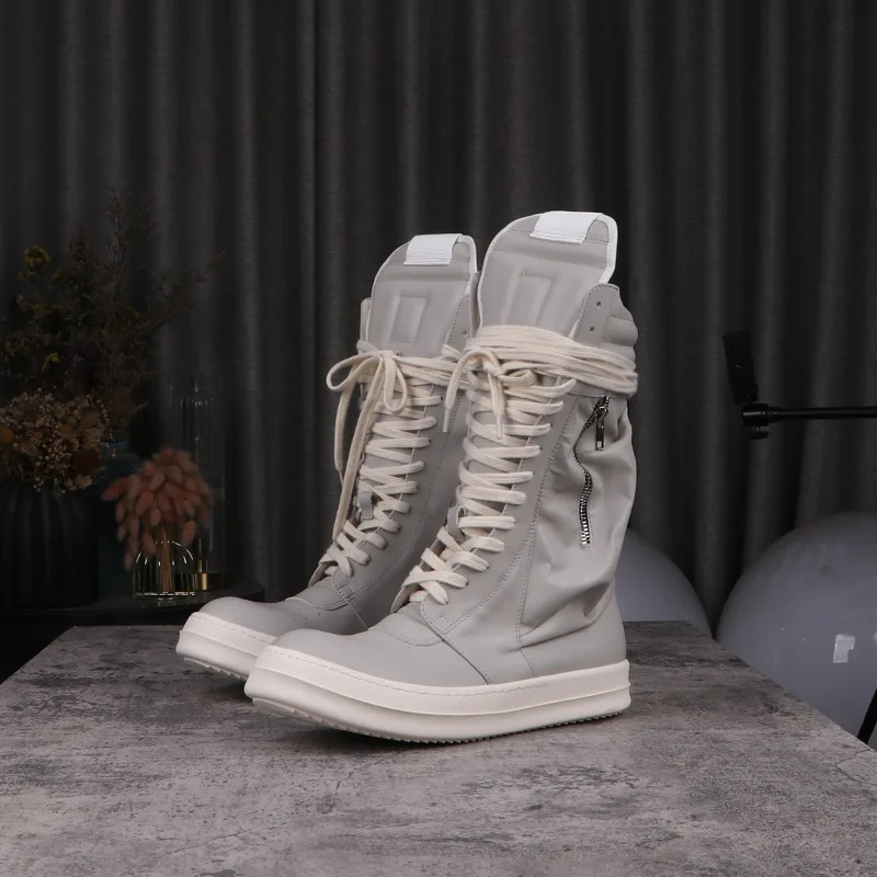 Brand R0 Zipper Pocket Boots Men Sneaker Trend Casual Luxury Designer Shoes Men High Top Thick Soled Women Shoes