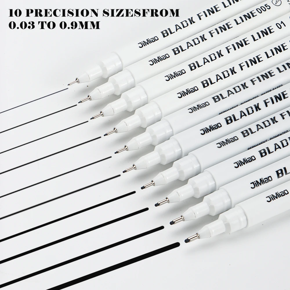 10 Pcs Technical Pens Fineliner Set 10Sizes Professional Drafting Comic Design Hand-painted  Sketches School Office Art Supplies