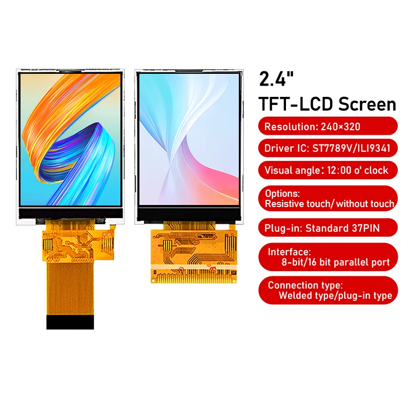 

2.4-inch TFT industrial screen 37 pin LCD screen MCU parallel port LCD display screen 240 * 320 resolution ST7789