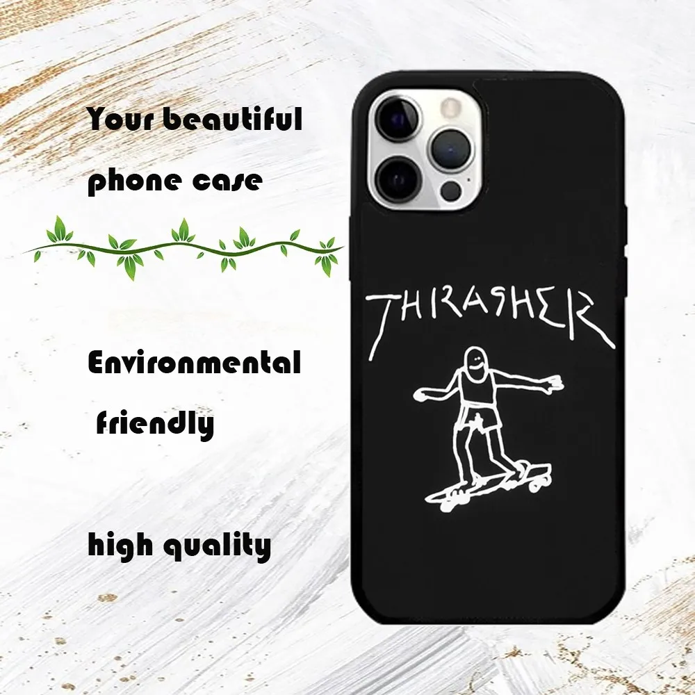 Fashion Design T-ThrasherS Phone Case For iPhone 16 15 14 13 12 11 Pro Max Plus Mini PC Fashion mirror phone case