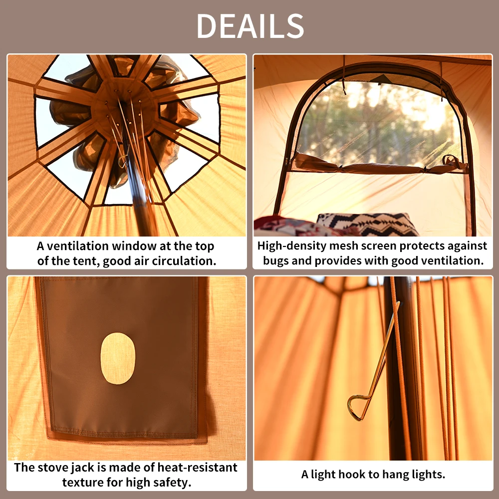 

4-season Waterproof Cotton Canvas Large Family Yurt Tents Mongolian Small Bell Tent