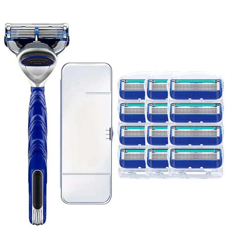 

Manual Razor For Men 5-Layer Blade Shaving Knife with Replaceable Blades No Skin Damage Old Style Blades Shaver