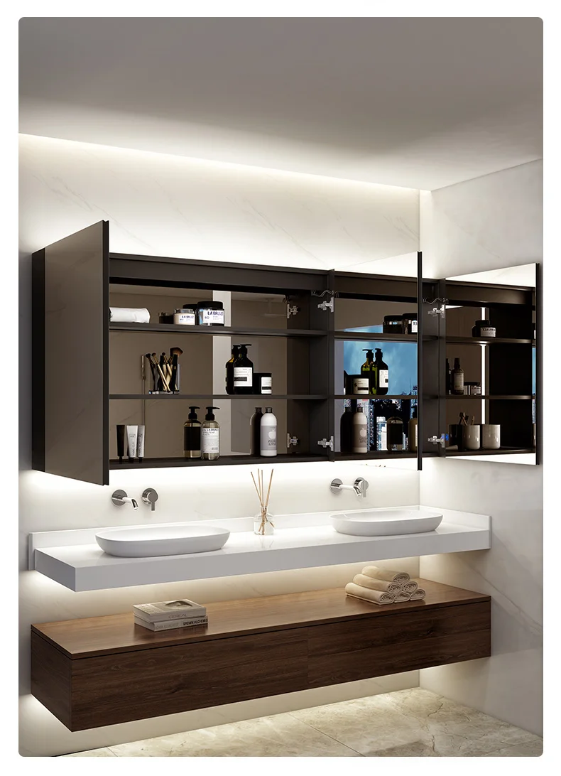 Intelligent bathroom mirror cabinet, integrated bathroom storage