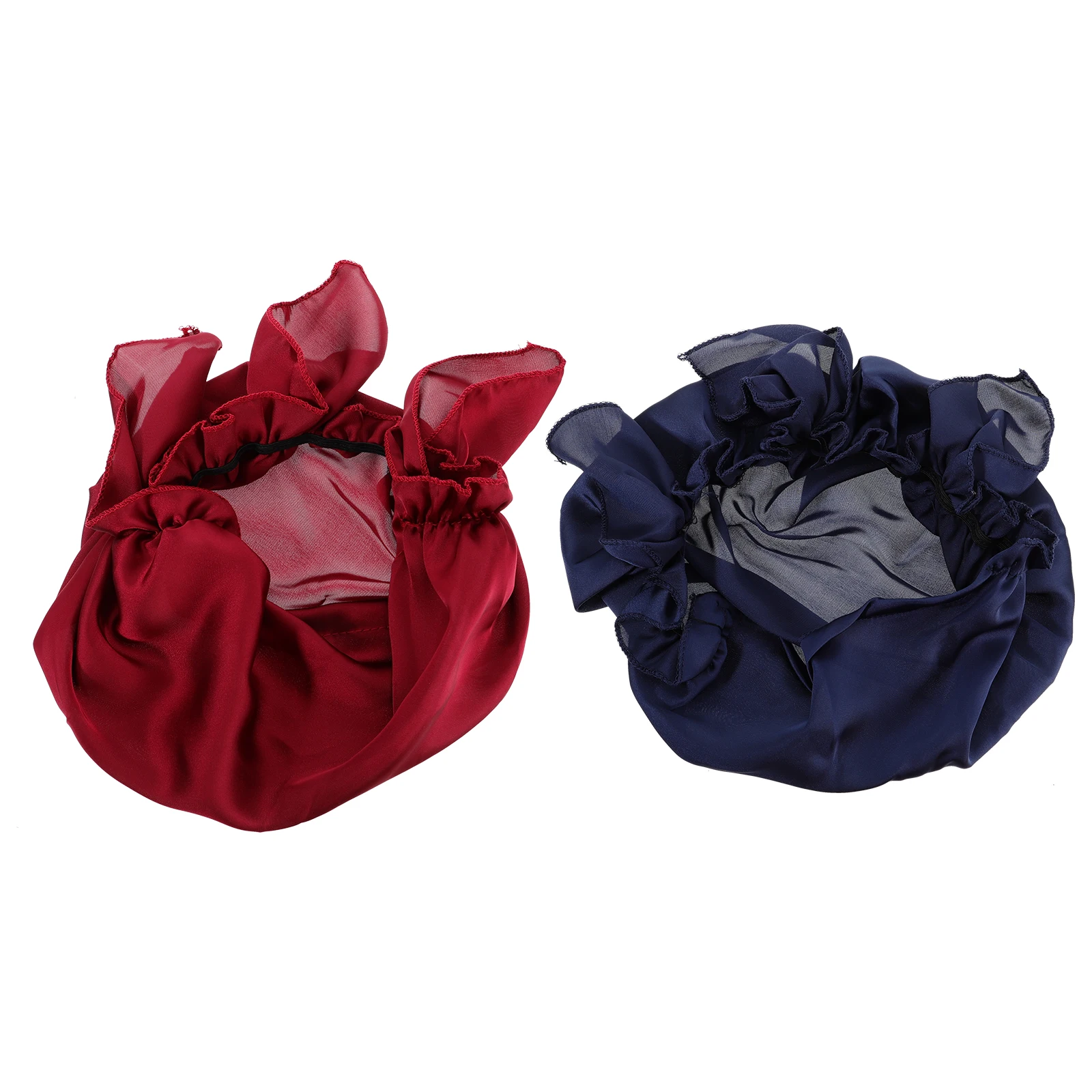 

2 Pcs Silk Satin Night Hat Bonnet Hair Cover Cap Polyester Sleeping