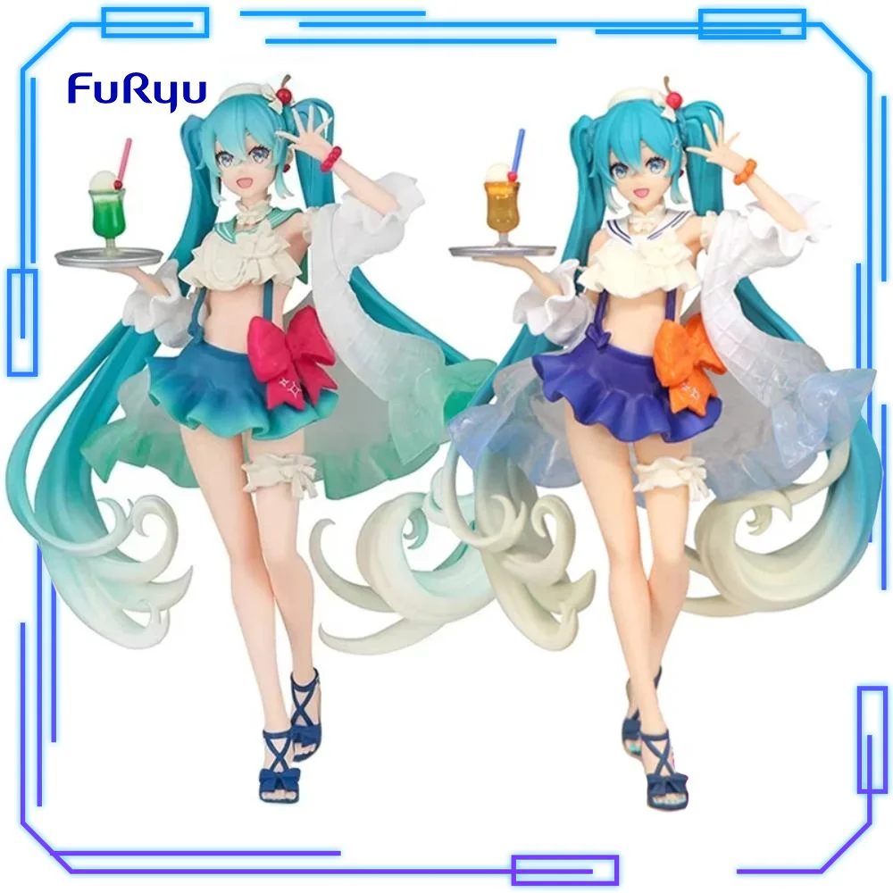 在庫あり-furyu-オリジナル正規品-piapro-初音ミク-exc∞d-クリエイティブスイーツ-メロンソーダフロート-トロピカルジュース-17cm-モデル玩具フィギュア