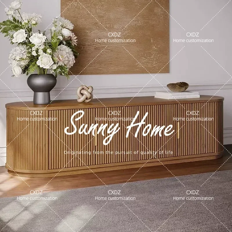 Retro Solid Wood TV Cabinet Simple Living Room Storage Unit Medium Antique Floor Locker Multi-functional Console for Model