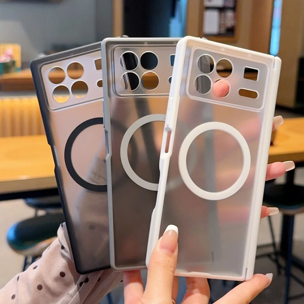 Matte Translucent Magnetic Phone Case For Xiaomi Mix Fold 4 3 Full Hinge Protection Wireless Charging Shockproof Cover view 2