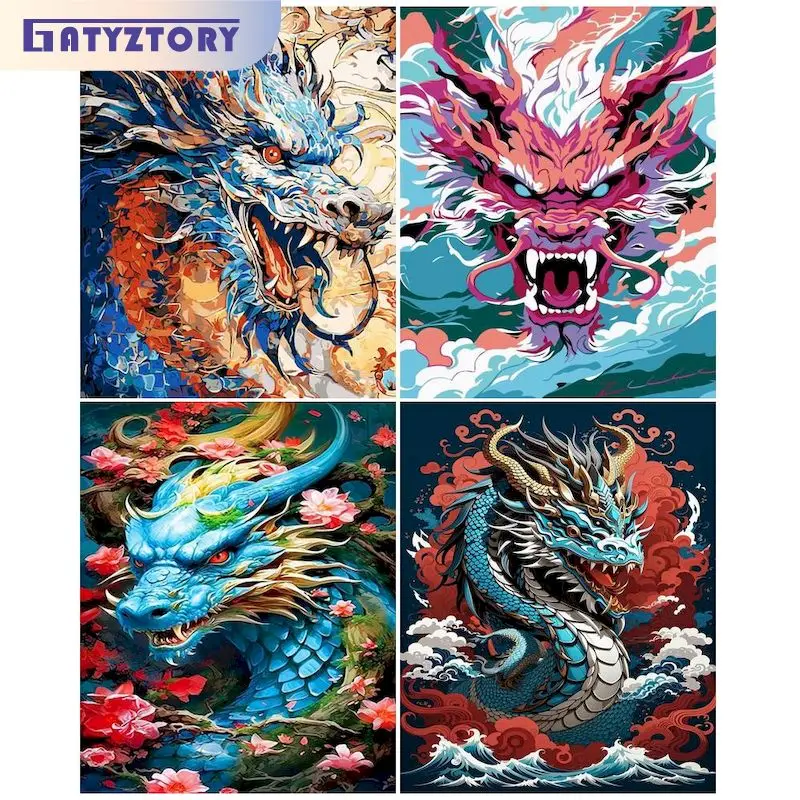 GATYZTORY Acrylic Painting By Numbers Animal Dragon Drawing On Numbers For Adults Diy Gift Home Decoration For Kids Handiwork