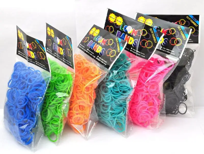 600pcs/bag Rainbow Elastic Rubber Band Black White for Bracelet with Weaving Machine Ribbon Knitted Charms Refill Package