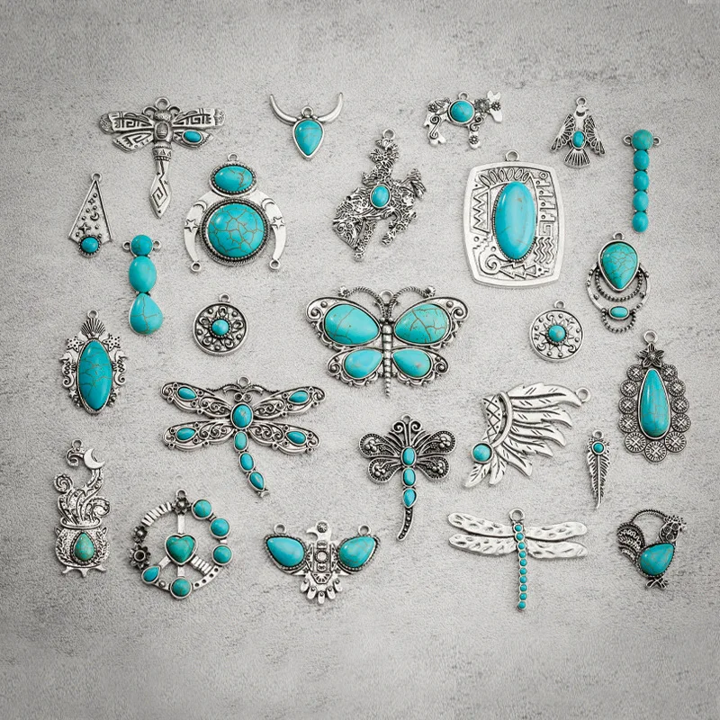 

Retro style, personalized and popular jewelry, turquoise alloy diy bracelet, necklace and pendant accessories