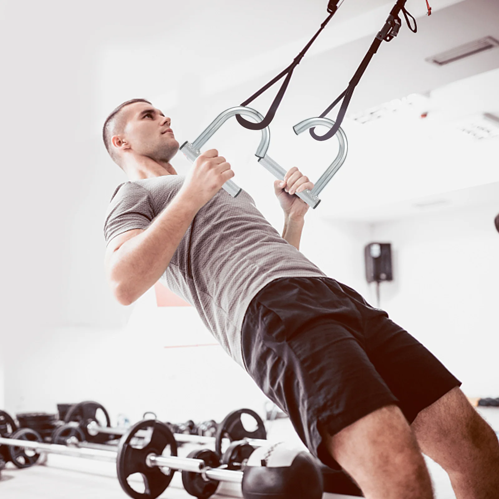 

2Pcs Metal Resistance Bands Handle Anti Slip Strength Training Cable Drag Hook Gym Fitness Supplies Workout Band Grip