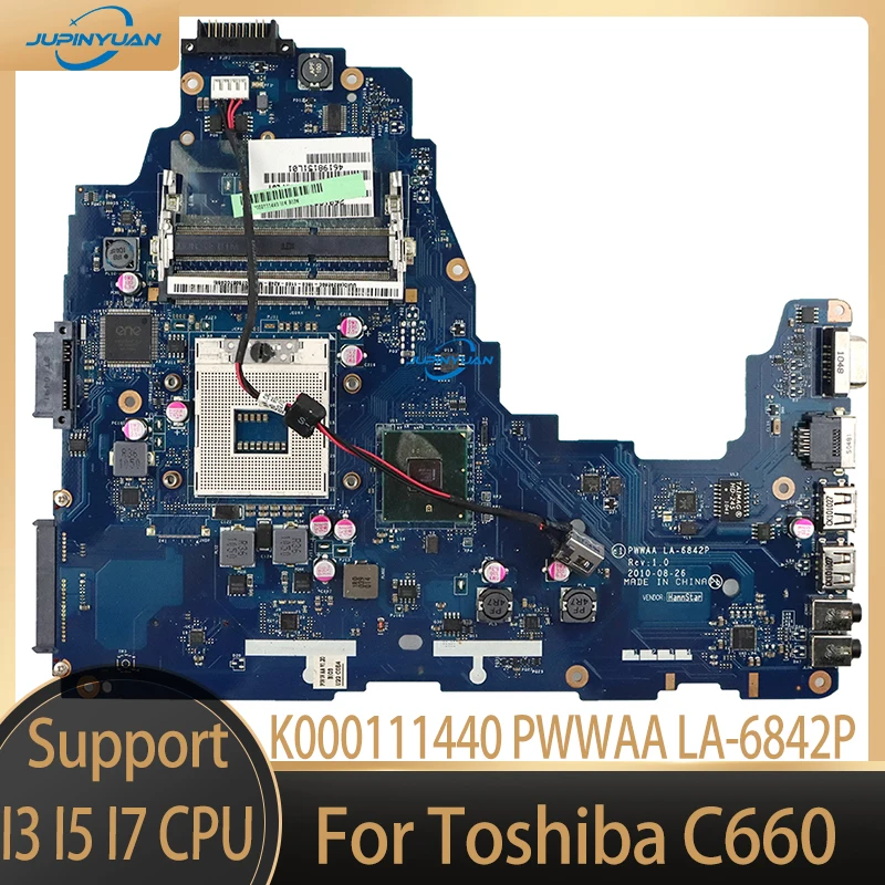 

For Toshiba C660 Laptop Motherboard K000111440 PWWAA LA-6842P HM55 100% Tested Fast Ship