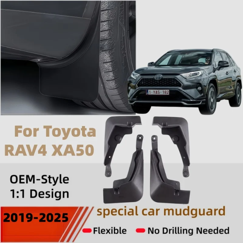 4Pcs Mud Flaps Splash Guards For Toyota RAV4 XA50 2019-2025 Front Rear Fender Mudguards Auto Styling Car Accessories Parts