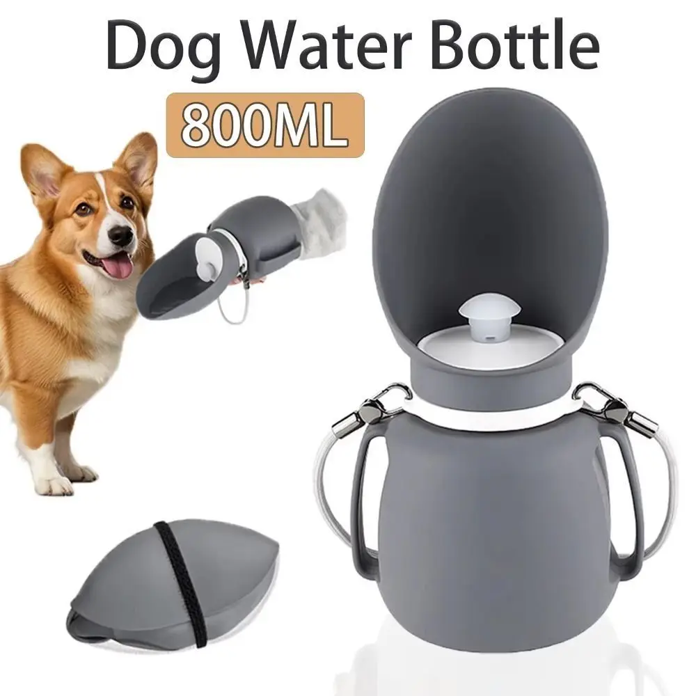 

Convenient Foldable Dog Water Bottle Silicone 800ML Puppy Drinking Feeder with Lanyard Portable Pet Water Dispenser Cat