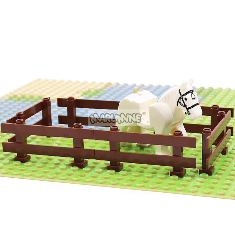 MARUMINE 60PCS MOC Fence 1x8x2 2/3 Rail Handrail 6079 Building Blocks Bricks Farm Garden Scene Fence Assembly Parts Accessories