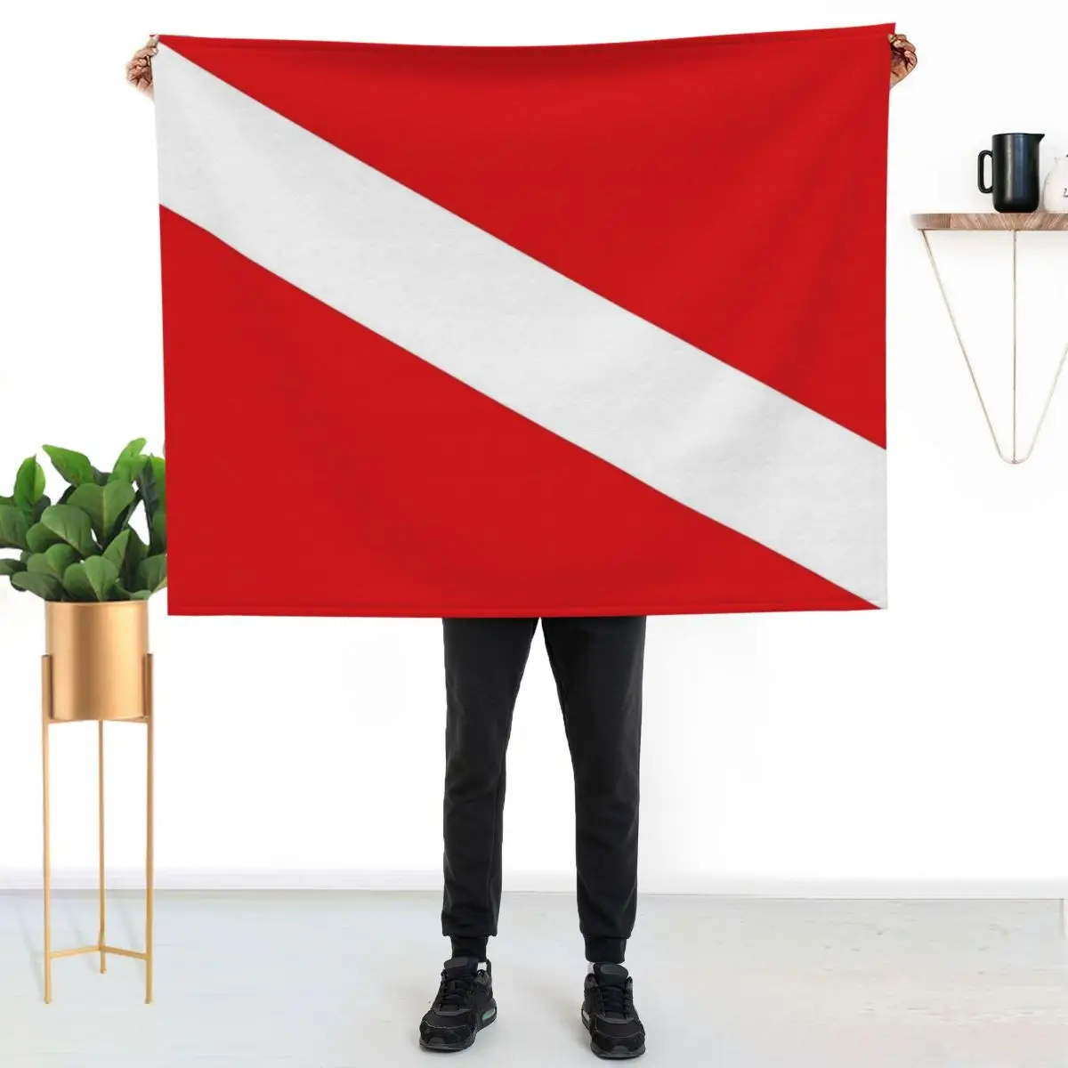 Scuba Diving Flag Throw Blanket Lightweight Warm Blanket for Travel Camping
