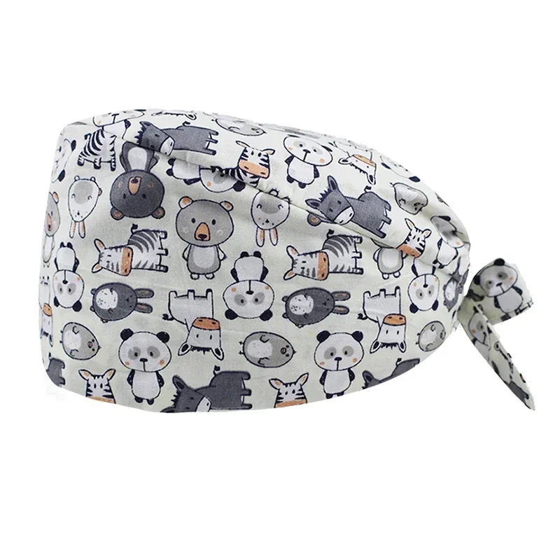 Gorros de algodón con estampado de alta calidad, gorro ajustable para enfermería, sala de operaciones, enfermera, médico, trabajo de limpieza, gorros de fregado