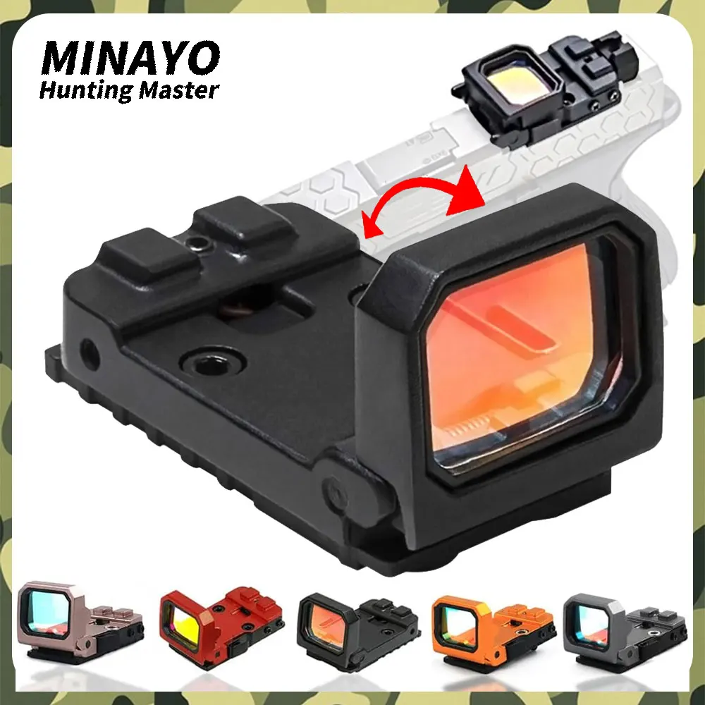 Folding Flip Up Mini Red Dot Sight Holographic Reflex Sight RMR For  Outdoor Hunting Glock Pistol W/20mm Rail Mounts and Slides