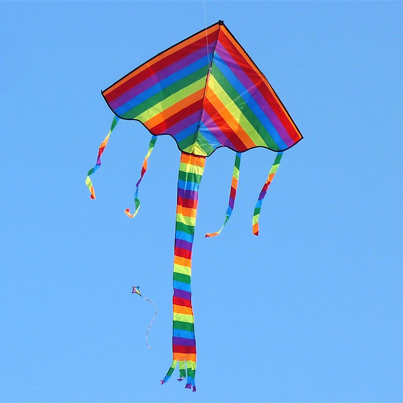 จัดส่งฟรี 10 ชิ้น/ล็อตขนาดใหญ่ Rainbow Kite เด็ก Kite Line กลางแจ้งบินของเล่น CRAFT Dragon Kite windsocks cometa ปลา Kite สนุก