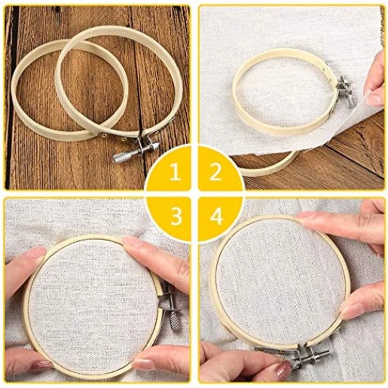 10-teiliges Bambus-Stickrahmen-Set – Kreuzstich-Bastelringe mit 9–14-teiligem Nadelset zum Selbermachen, Nähen, Heimdekoration, Geschenkverpackung – Detail 9