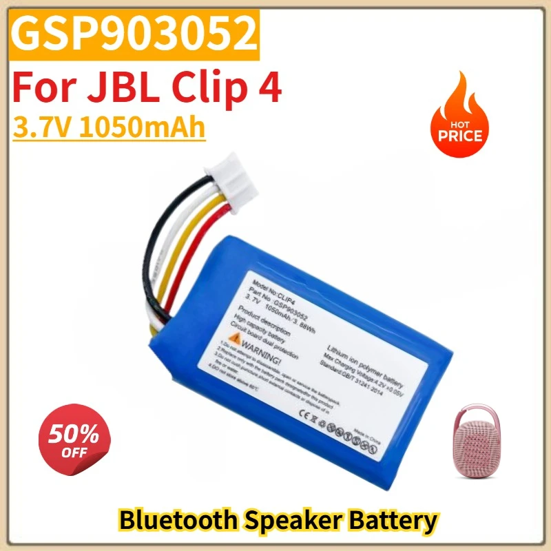 

High Quality GSP903052 Battery 3.7V 1050mAh for JBL Clip 4 Clip4 Bluetooth Speaker Brand New Replacement Battery