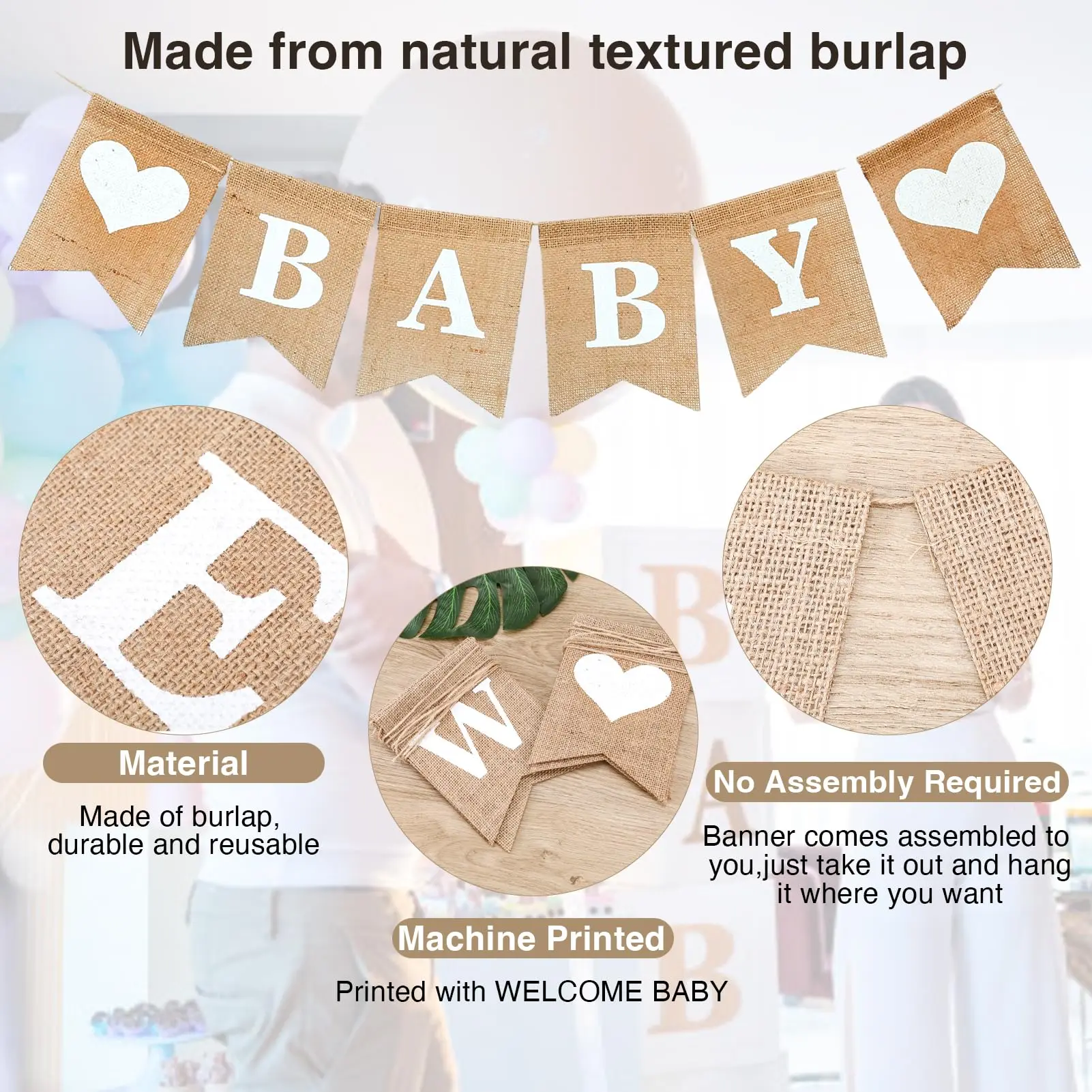 Willkommen Baby Schild Banner Neugeborenen Geburtsschild für Mädchen Jungen Baby Ankündigung Schild Dekorationen Banner – Detail 2