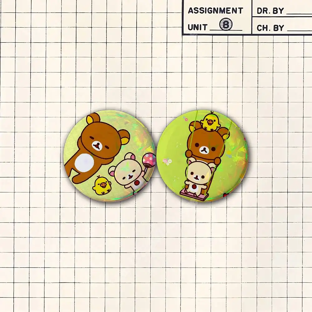 Cute R-RilakKuma K-KorilakKuma Button Badge 2PC Sets for Bags & Clothes & Accessories Metal Pin Stylish Decoration