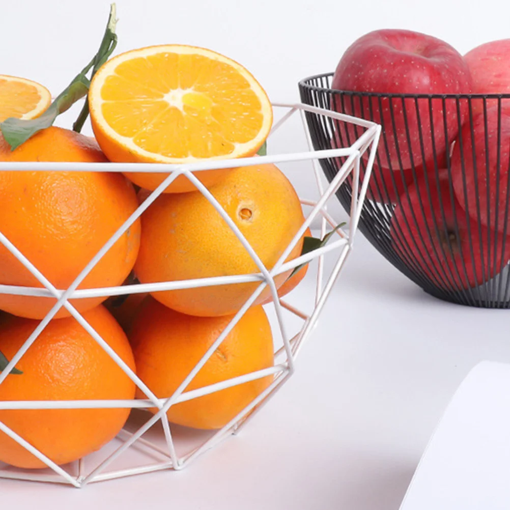 

Snack Storage Basket Nordic Iron Fruit Basket Big Size White Multi-Use Household Organizer For Fruits Nuts Flowers Living