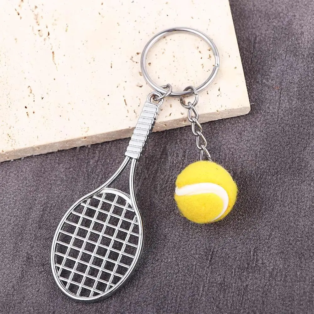 Souvenir for Teenager Car Key Chain Metal Pendant 6 color Mini Keychain Tennis Racket Keychain Sports Key Chain Tennis Ball