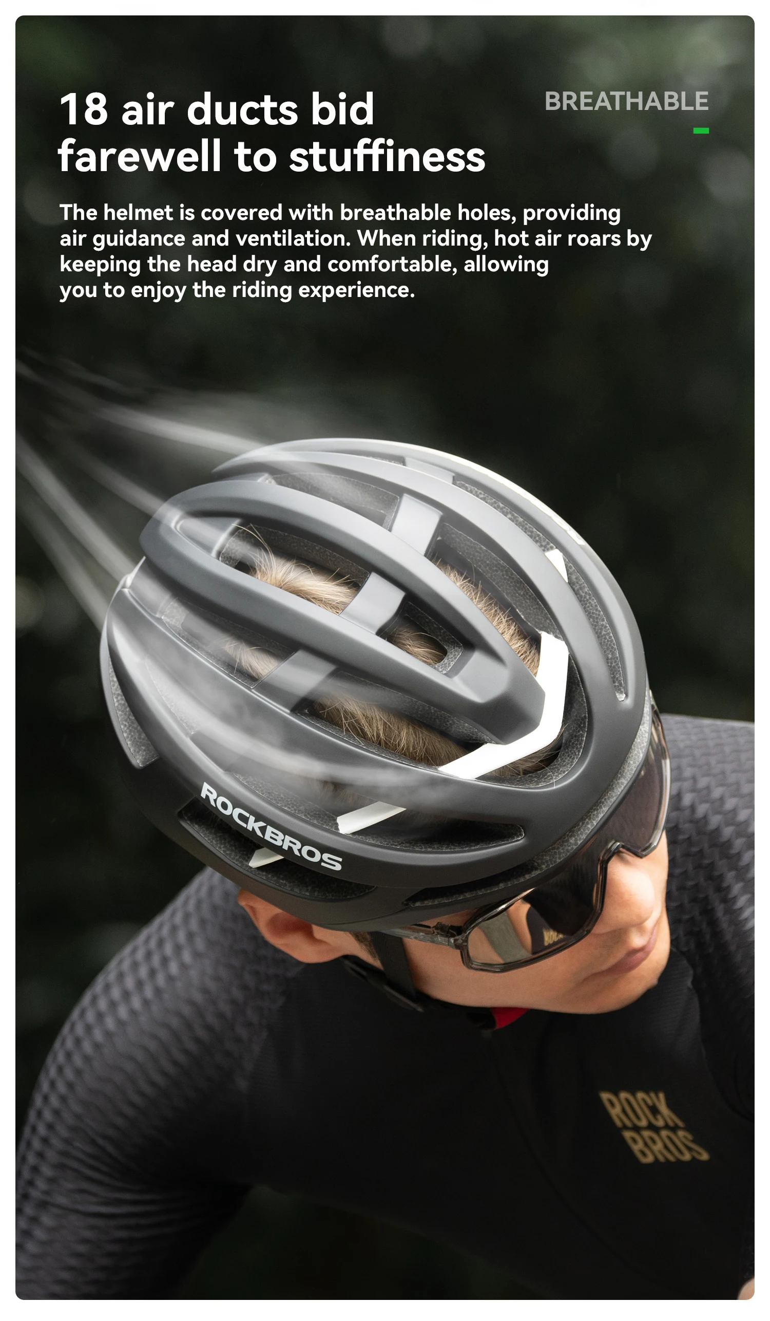 ROCKBROS Fahrradhelm ultraleicht atmungsaktiv integrierter Helm verstellbar mit Magnetverschluss Kopfschutz beim Radfahren Sicherheitshelm – Detail 8