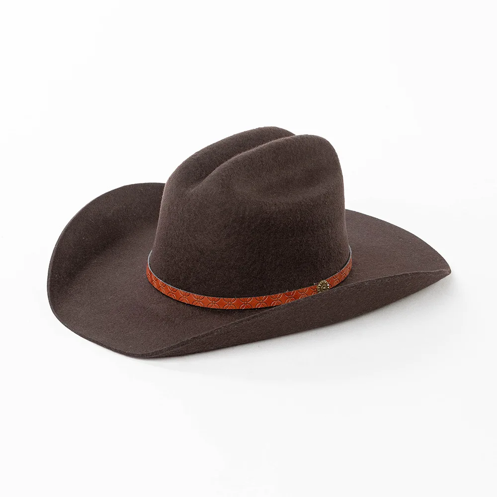 Spring and Autumn Fashion Casual Embossed Belt Wide Brim Wool Denim Hat Outdoor Travel Sunshade Warm Felt Hat
