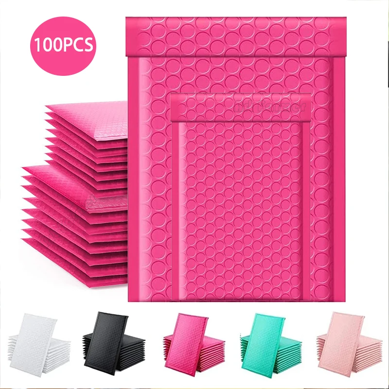 100pcs Small Business Supplies Pink Bubble Mailer Delivery Package Packaging Shipping Bags to Pack Products Mailers Envelope