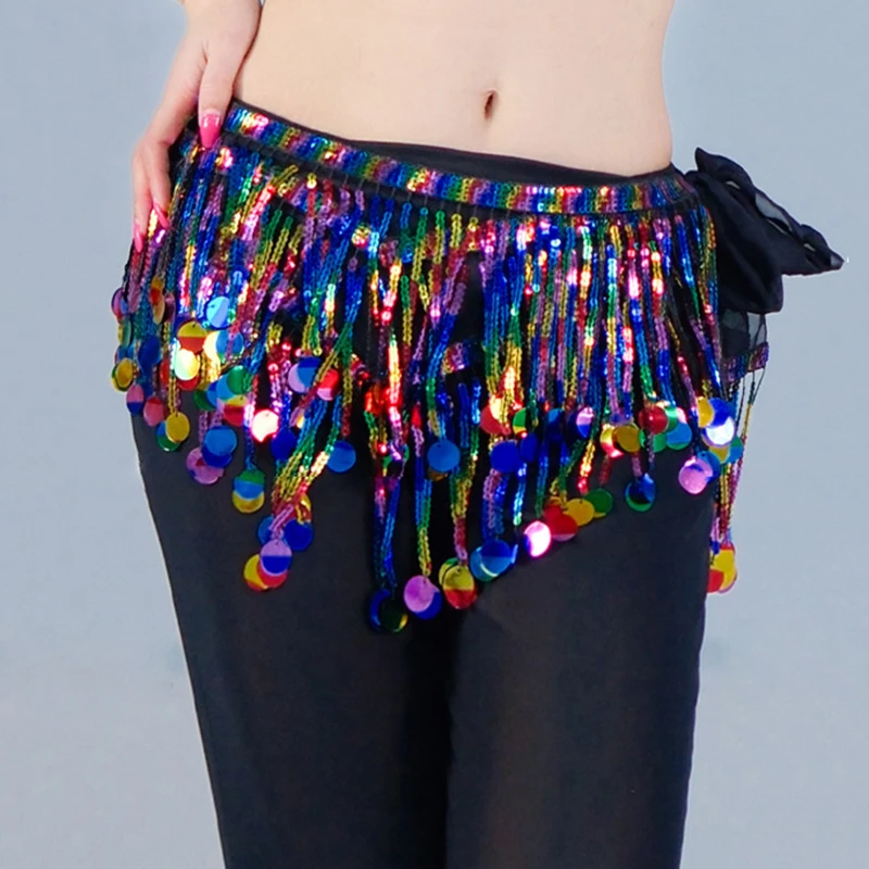 여성 벨리댄스 벨트 시미 재즈 댄스 반짝이 힙 스카프 스팽글 프린지 벨트 나이트클럽 장식 팝 페스티벌 태슬 힙 랩