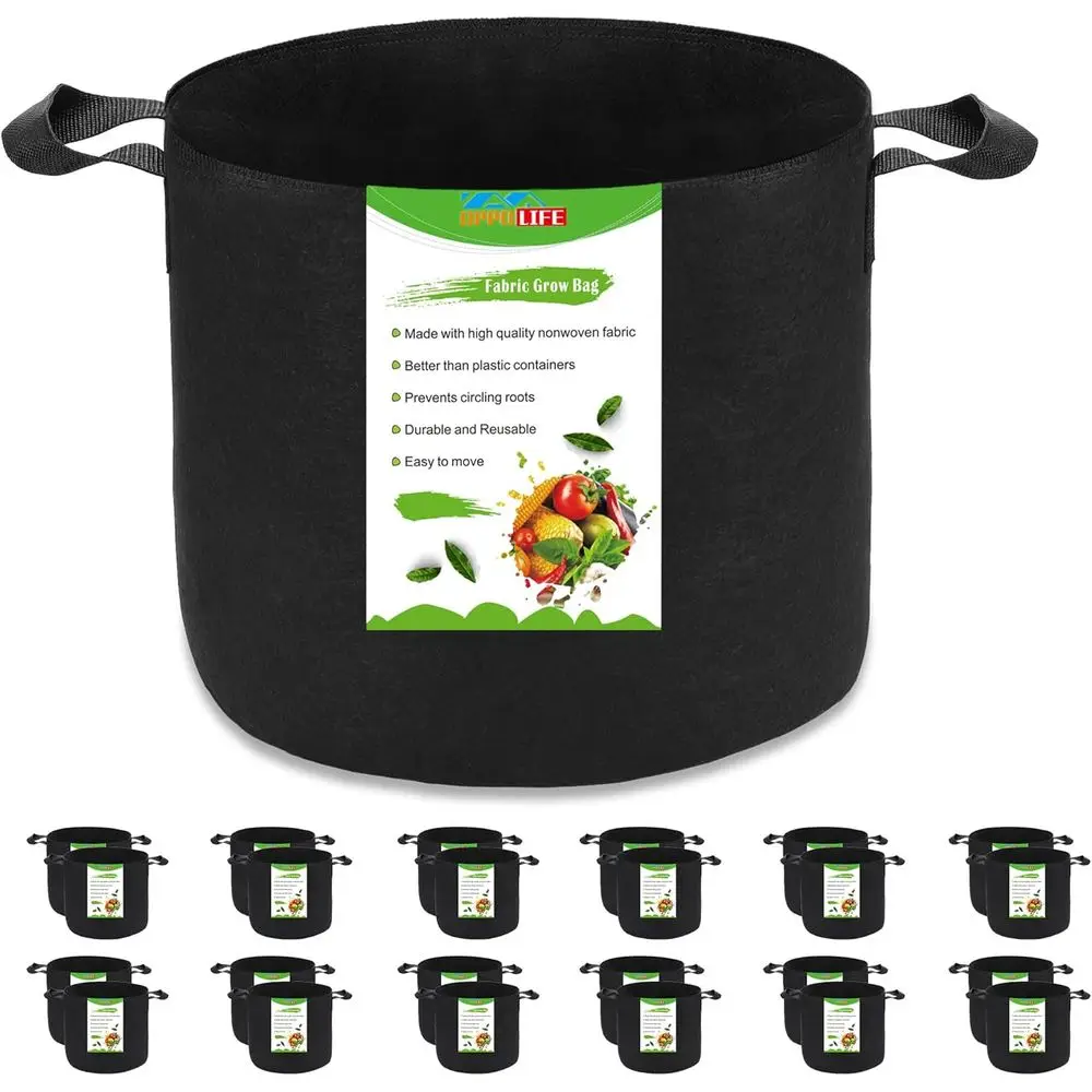 24-Pack 3 Gallon Heavy Duty Aeration Fabric Pots with Handles for Garden and Planting