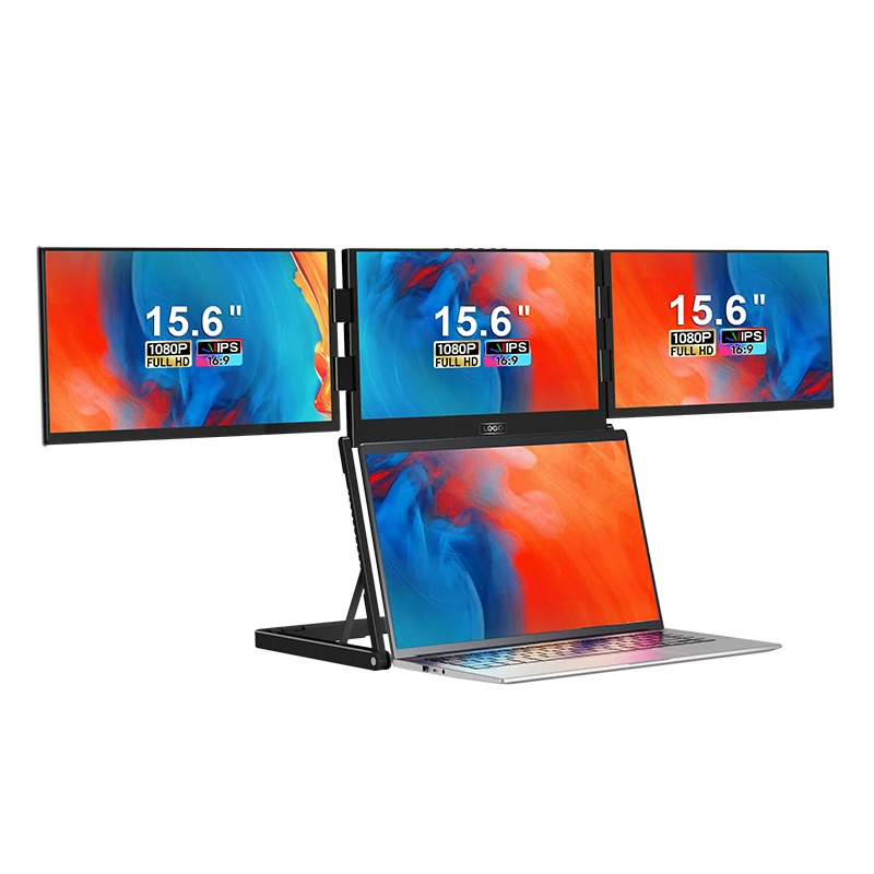 new3 Monitors Laptop 15.6 Inch 1 Cable for 3 Screens Portable Quad Monitor with Type-C Port Laptop Extender Monitor for Laptop U