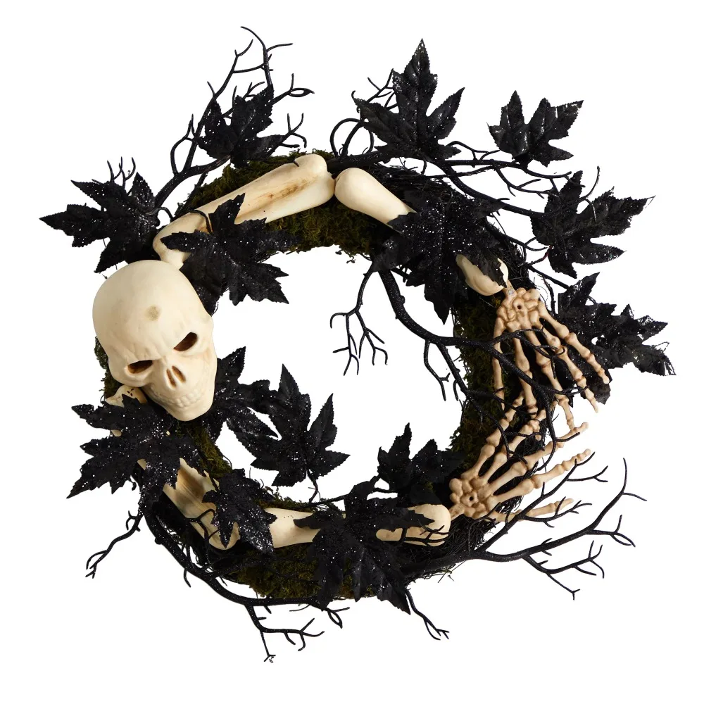 

24 Inch Halloween Skull and Bones Wreath Party Supplies Free Shipping Confetti Christmas Decoration Liquidations Birthday Table