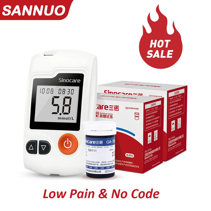 

Sannuo Sinocare GA-3 Blood Glucose Meter Glucometer Diabetes Medical Devices with Test Strips Lancets Blood Sugar Meter Tester