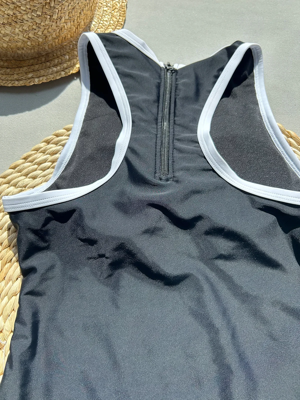 Merloly สีดํา Patchwork One Piece ชุดว่ายน้ําผู้หญิงชุดว่ายน้ําหญิง Bather Vest ชุดว่ายน้ําชุดว่ายน้ํา Monokini Trikini