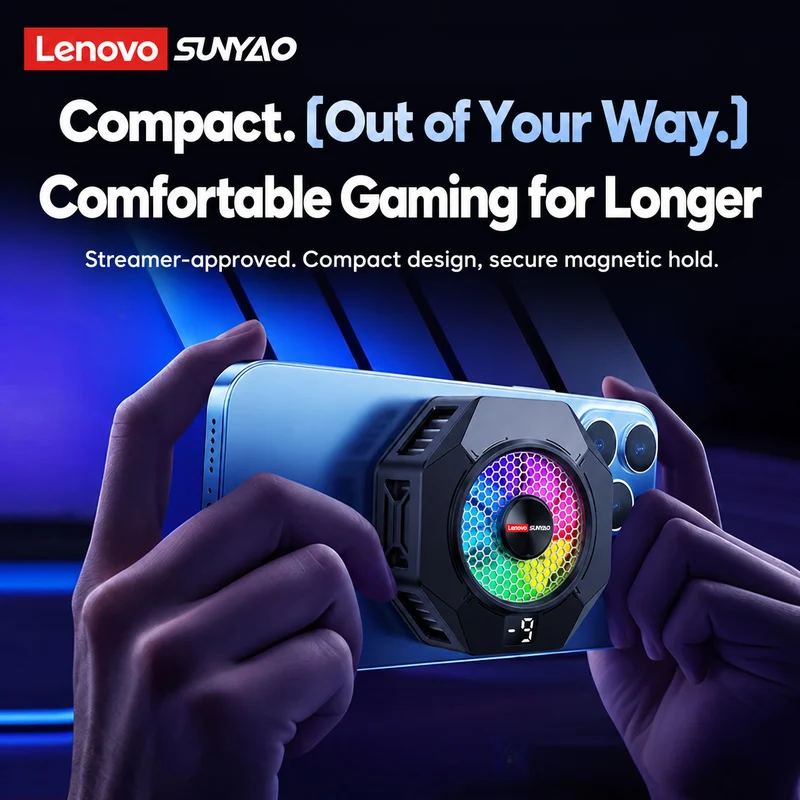 Original Lenovo SR009 Magnetic Gaming Phone Cooler Semiconductor Fast Heat AI Temperature Control Phone Cooler for Phone iPAD