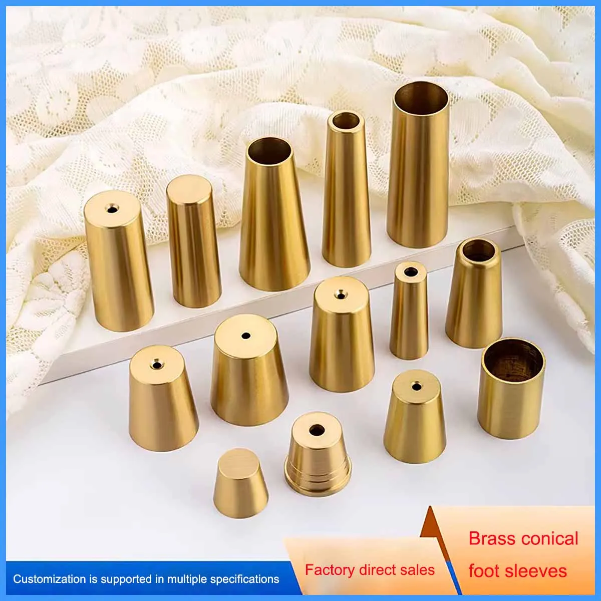 Pure Copper Straight-Through Foot Covers , Conical Foot Covers for Nordic Furniture/Tables/Chairs/ Bookcases