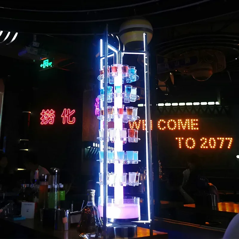 Bar cocktail rack, one-shot luminous rotating cup holder, ktv champagne, foreign wine, bullet cup holder, wine rack