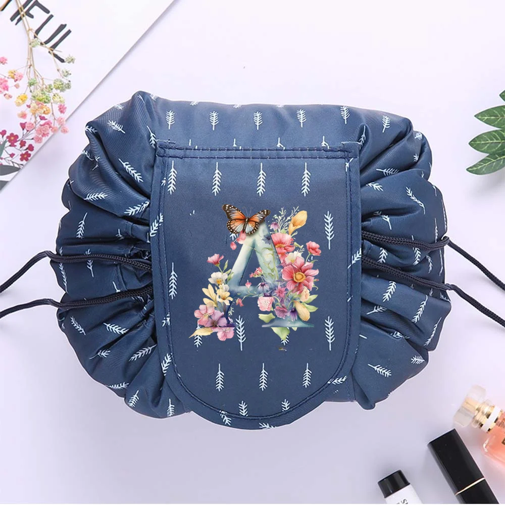 Sacs de voyage pour poudres de maquillage et cosmétiques, sac de rangement pour pinceaux de maquillage, sac de lavage pliable, impression de lettres papillon