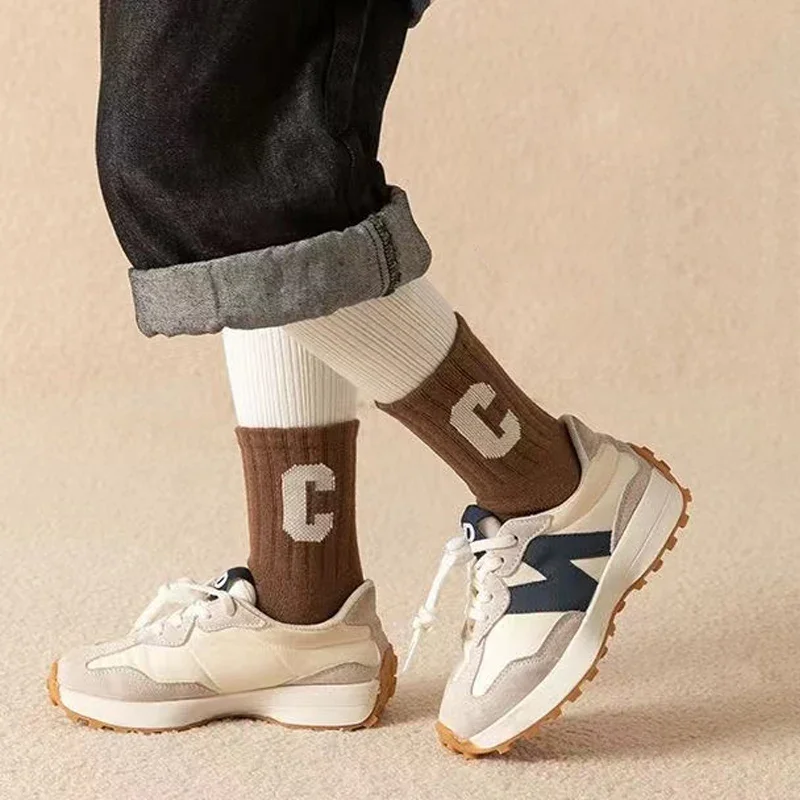 5 أزواج من جوارب الكاحل للخريف والشتاء للأولاد، جوارب أبجدية بسيطة وعصرية ومتعددة الاستخدامات، ناعمة ومريحة ودافئة