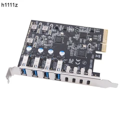 PCIE USB3.2 GEN2 10Gbps Expansion Card PCI Express X4 to 4 Port TYPE-A + 4 Port TYPE C Adapter USB HUB Multiplier for Desktop PC
