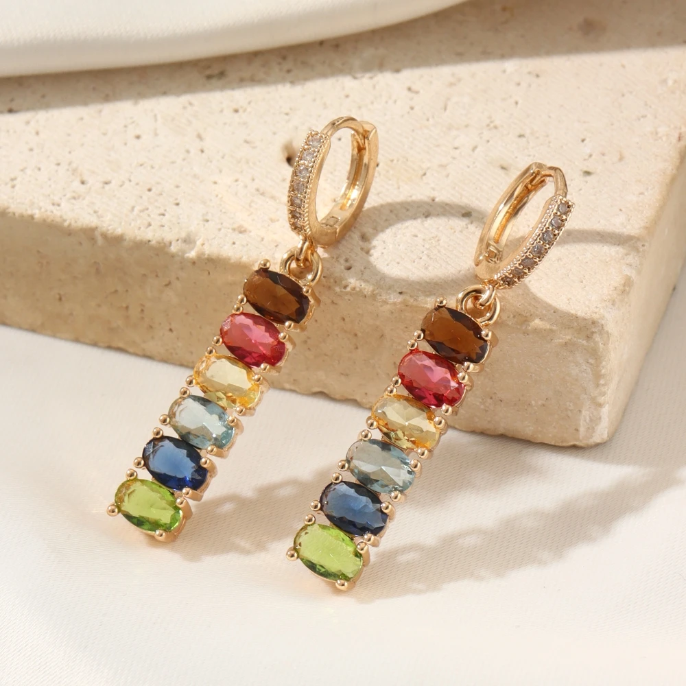 1 пара модных красочных длинных полосок с цирконием, висячие серьги для женщин, золотые серьги, ювелирные изделия, аксессуары для свадебной вечеринки 1 пара модных красочных длинных полосок с цирконием, висячие серьги для женщин, золотые серьги, ювелирные изделия, аксессуары для свадебной вечеринки