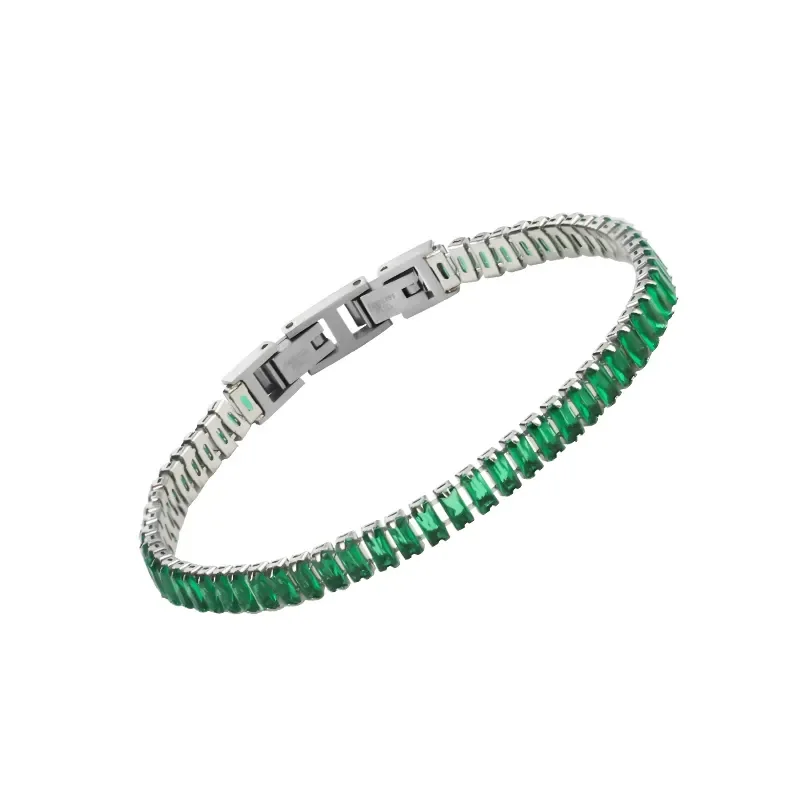 

Moocare Stainless Steel Green Rectangular Zirconia Fashion Men's And Women's Bracelets