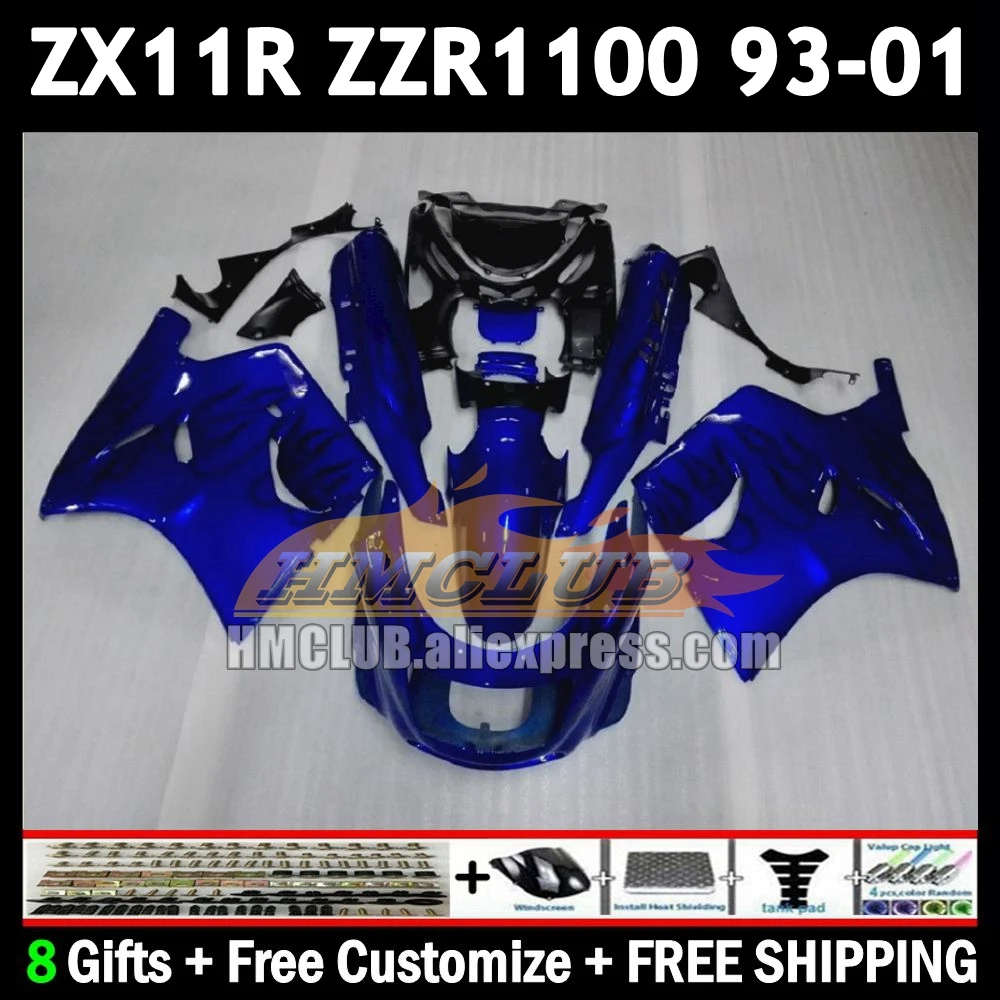 ZX-11R Для KAWASAKI синий черный NINJA ZX11 ZZR 1100 ZX 11 11R 175No.2 ZZR1100 ZX11R 1993 1994 1995 1996 97 98 99 00 01 Обтекатель